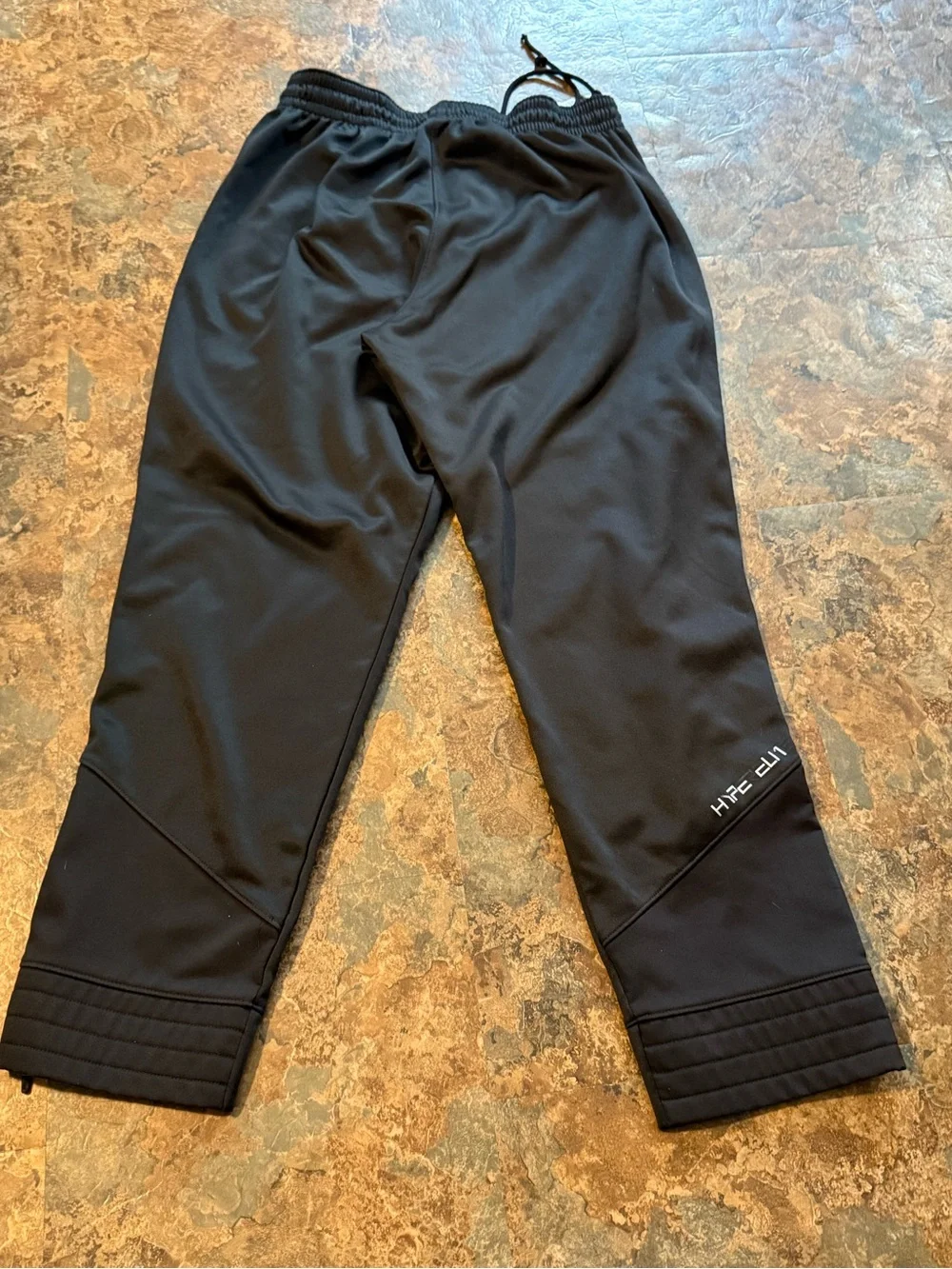 Nike Black Track Pants White Swoosh Logo Thermal Fit Men's XL Drawstring Zip